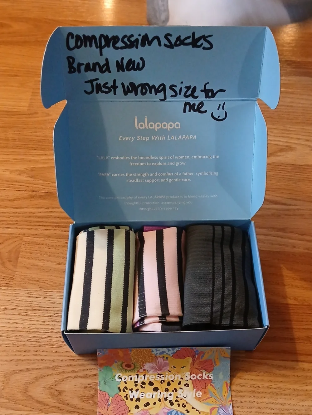 New Lalapapa Size 2XL Set Of 3 Striped Compression Socks
